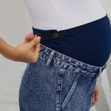 Jeans De Mezclilla Cargo De Cintura Ajustable Para Maternidad