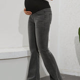 Jeans Acampanados De Cintura Alta Para Maternidad