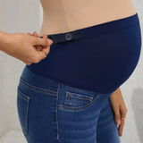 NEW  Jeans Lavados De Mezclilla De Cintura Ajustable De Maternidad, Ajustados Al Cuerpo