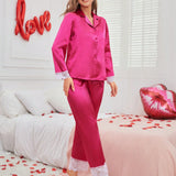 Conjunto De Pijama De Patchwork De Encaje Rosa Para Mujer