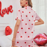 Conjunto De Pijama Con Estampado De Amor Para Mujer