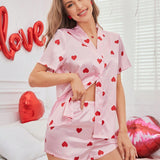 Conjunto De Pijama Con Estampado De Amor Para Mujer
