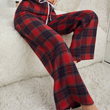 Pantalon De Pijama Con Estampado De Cuadros Para Mujer