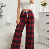 Pantalon De Pijama Con Estampado De Cuadros Para Mujer