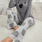 Conjunto De Pijama De Mujer Con Patron De Emoticono De Koala