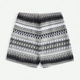 VCAY Shorts con estampado geometrico de cintura con cordon