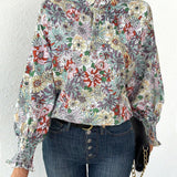 LUNE Camisa Con Cuello Alto Y Estampado Floral