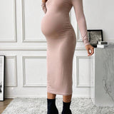 Vestido Cenido Al Cuerpo Para Mujeres Embarazadas Con Detalles De Remiendos
