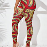 Lady Leggings De Talle Alto Con Estampado Completo Para Mujer