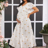 Vestido Casual De Maternidad Con Estampado Floral Mini