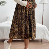 Falda Premama Plisada Con Estampado De Leopardo