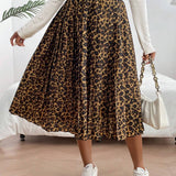 Falda Premama Plisada Con Estampado De Leopardo