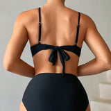 Swim Classy Conjunto De Traje De Bano Bikini Con Espalda Anudada Entrecruzada Para Mujer