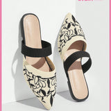 Cuccoo Everyday Collection Zapatos De Mujer Mulas Planas Con Punta Bordada Floral Para Primavera Y Verano
