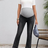 Jeans Acampanados De Talle Alto Elasticos Y Comodos Para Embarazo Con Cinturilla Ajustable