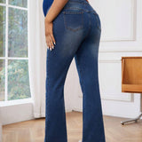 Jeans Acampanados Ajustados Con Cintura Ajustable Para Maternidad, Para Uso Casual