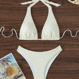 Swim Basics Conjunto De Bikini Texturizado De Color Solido Para Novias