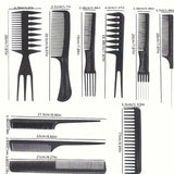 Conjunto De 10 Peines De Peluqueria De Plastico Profesionales Para Peinado, Coloracion Y Uso En Salon/hogar