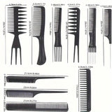 Conjunto De 10 Peines De Peluqueria De Plastico Profesionales Para Peinado, Coloracion Y Uso En Salon/hogar
