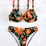 Banador bikini con aro con estampado floral