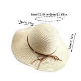 1 Pieza Sombrero De Sol Para Mujer Primavera/verano Sombrero De Pescador De Paja Con Ala Ancha, Proteccion Solar, Elegante, Ideal Para Uso Diario, Playa Y Exterior