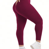 Pantalones De Yoga Elasticos De Talla Grande Para Mujeres, Mallas Suaves Y Comodas Con Cintura Alta Para Deporte Y Fitness