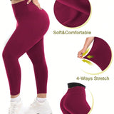 Pantalones De Yoga Elasticos De Talla Grande Para Mujeres, Mallas Suaves Y Comodas Con Cintura Alta Para Deporte Y Fitness