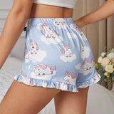 NEW Pantalones De Pijama Decorados Con Lazo Y Estampado De Unicornio Para Mujer