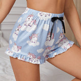 NEW Pantalones De Pijama Decorados Con Lazo Y Estampado De Unicornio Para Mujer