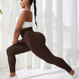 Yoga Basic Pantalones Deportivos A Rayas Sin Costuras De Talla Grande