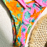 Swim Vcay Conjunto De Bikini Para Mujer Con Estampado De Plantas Y Parte Frontal Con Lazo