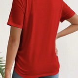 Ropa De Maternidad Camiseta De Cuello Redondo De Manga Corta Con Impresion De Letra Y Corazon