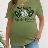 NEW  Ropa De Maternidad Con Hombros Regulares, Camiseta Corta Con Estampado De Corazon Y Eslogan