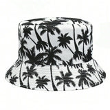 Sombrero De Pesca Reversible Unisex Estilo Hawai Con Patron De Palmeras Para Excursiones De Verano, Proteccion Solar
