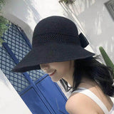 NEW Sombrero De Verano Fisherman Hueco Para Mujer Con Ala Ancha Y Corona Rizada, Plegable Para Proteccion Solar