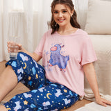 Conjunto de pijama con estampado de letra y dibujos animados