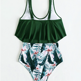 Vestido de baño bikini con fruncido bajo hanky tropical