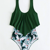 Vestido de baño bikini con fruncido bajo hanky tropical