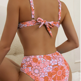 Vestido de baño bikini con aro con estampado floral con nudo trasero