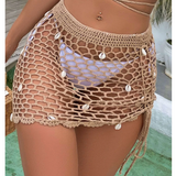 Falda de pareos con diseño de concha de croché sin bikini