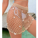 Falda de pareos con diseño de concha de croché sin bikini