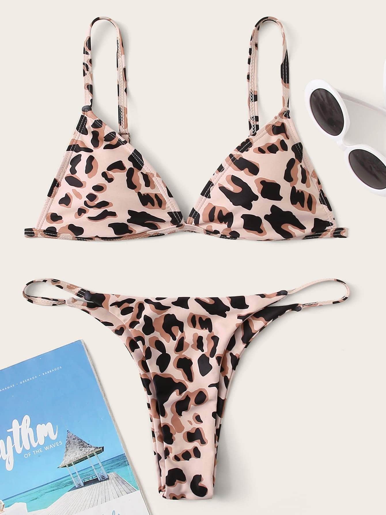 Multicolor / S Bikini tanga triángulo de leopardo