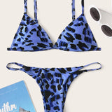 Multicolor 1 / S Bikini tanga triángulo de leopardo