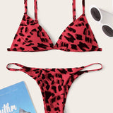 Multicolor 2 / M Bikini tanga triángulo de leopardo