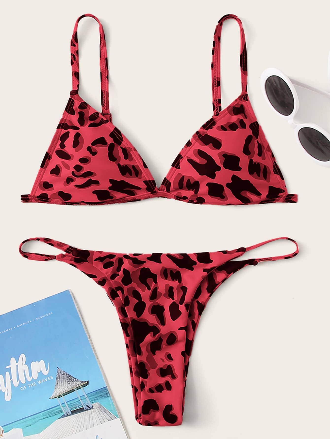 Multicolor 2 / L Bikini tanga triángulo de leopardo
