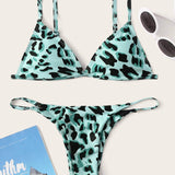 Multicolor 3 / M Bikini tanga triángulo de leopardo