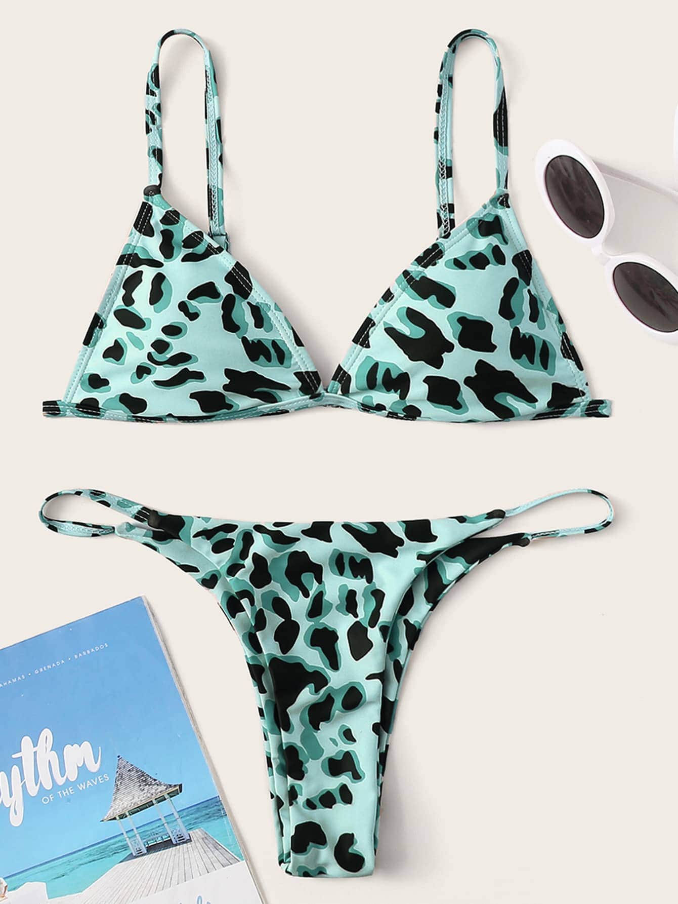 Multicolor 3 / M Bikini tanga triángulo de leopardo