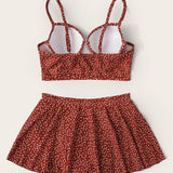 Rojo / L Bikini top con aro girante de lunares con short