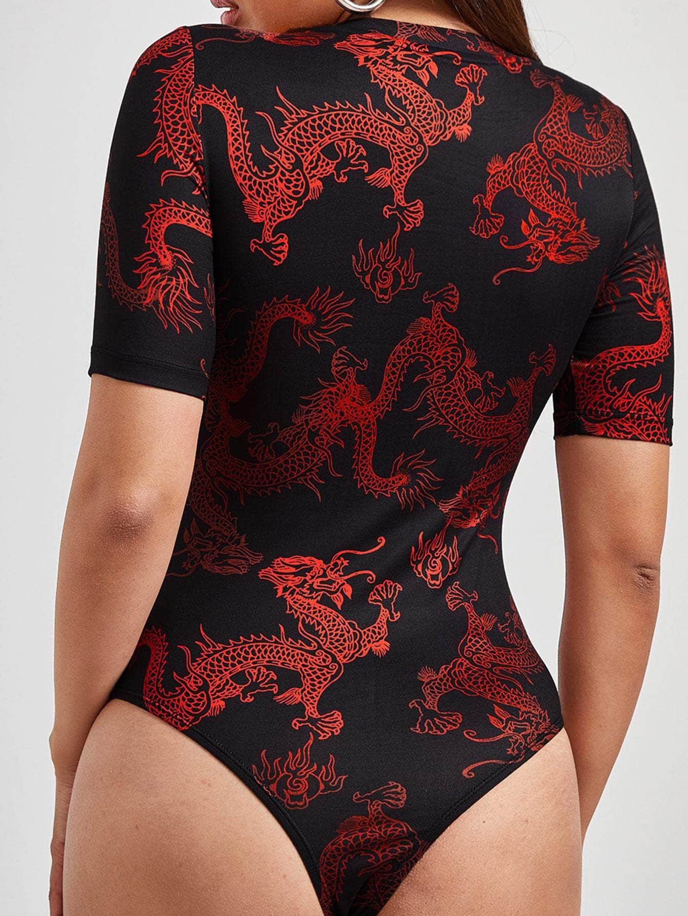 Multicolor / S Body con estampado de dragón chino