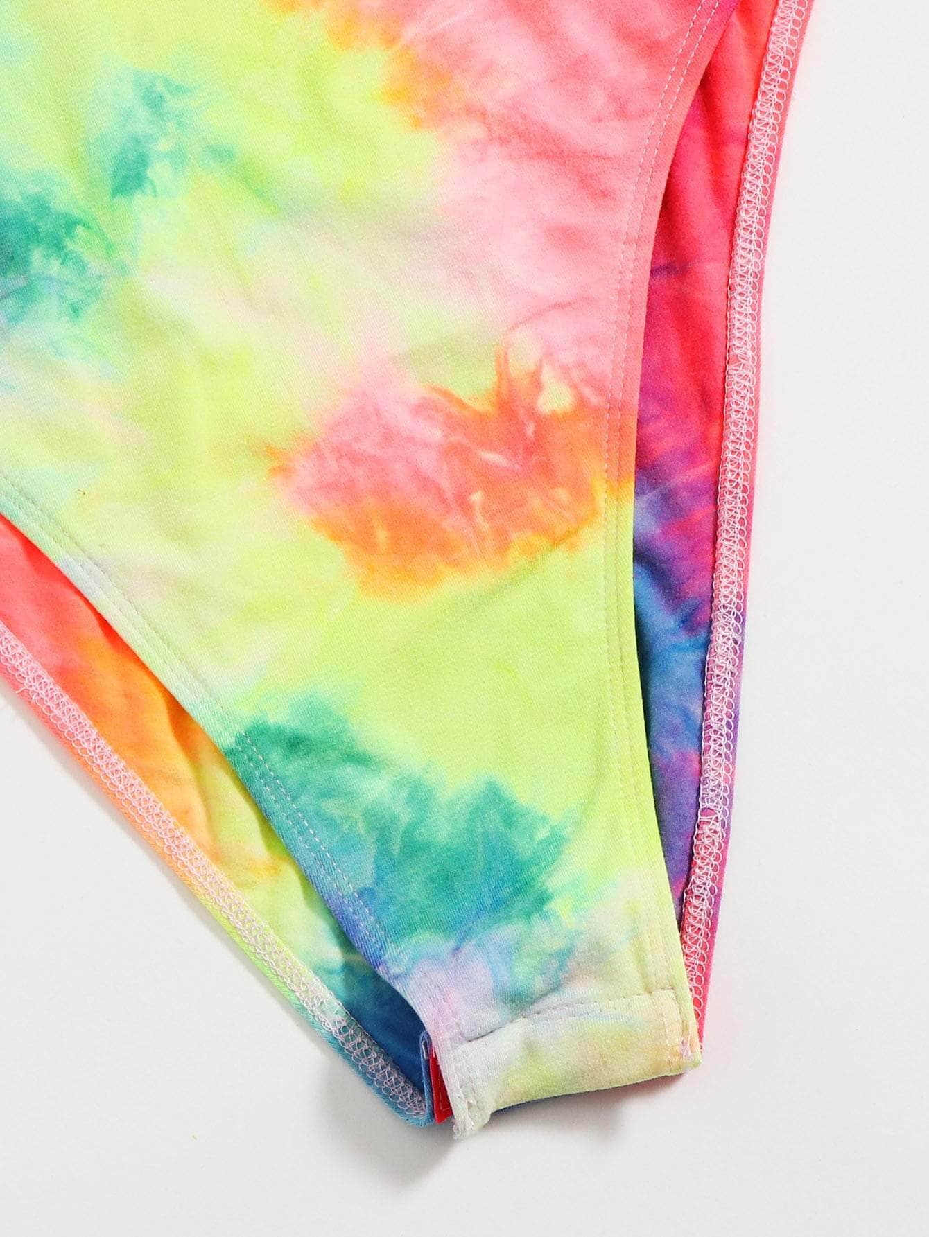 Multicolor / L Body de tirantes de tie dye con estampado de letra